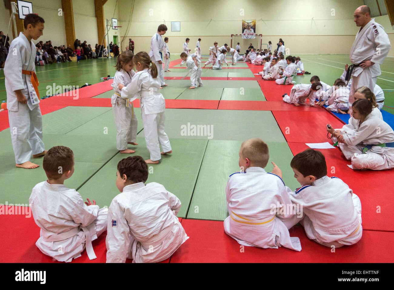 Torneo di judo, RUGLES, (27) Eure, haute-Normandie, Francia Foto Stock