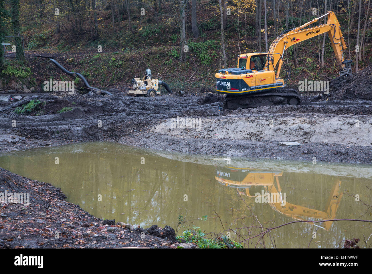 Ripristino ecologico dei fiumi, (27) Eure, Francia Foto Stock