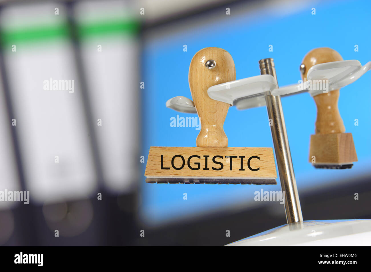Timbro di gomma contrassegnati con logistico Foto Stock