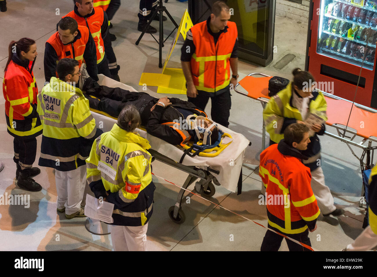 Simulazione di incidenti ferroviari Foto Stock