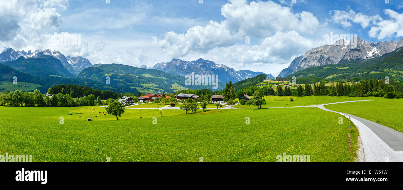 Estate paese alpino panorama (Austria) Foto Stock