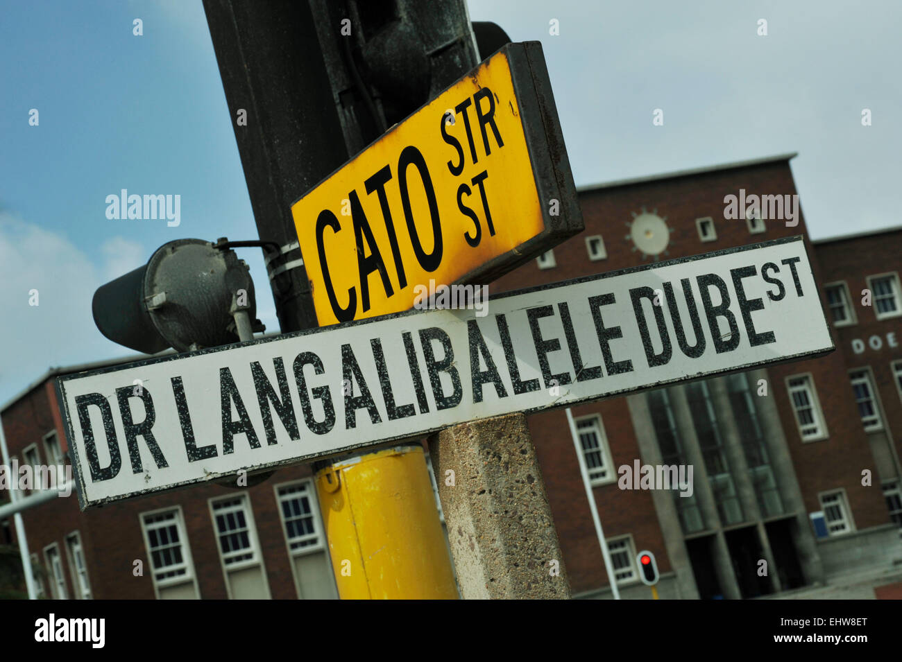 I nomi delle strade a Durban Città di personaggi famosi George Cato e Dr John Langalibalele Dube, che ha giocato un ruolo in Natal storia coloniale Foto Stock