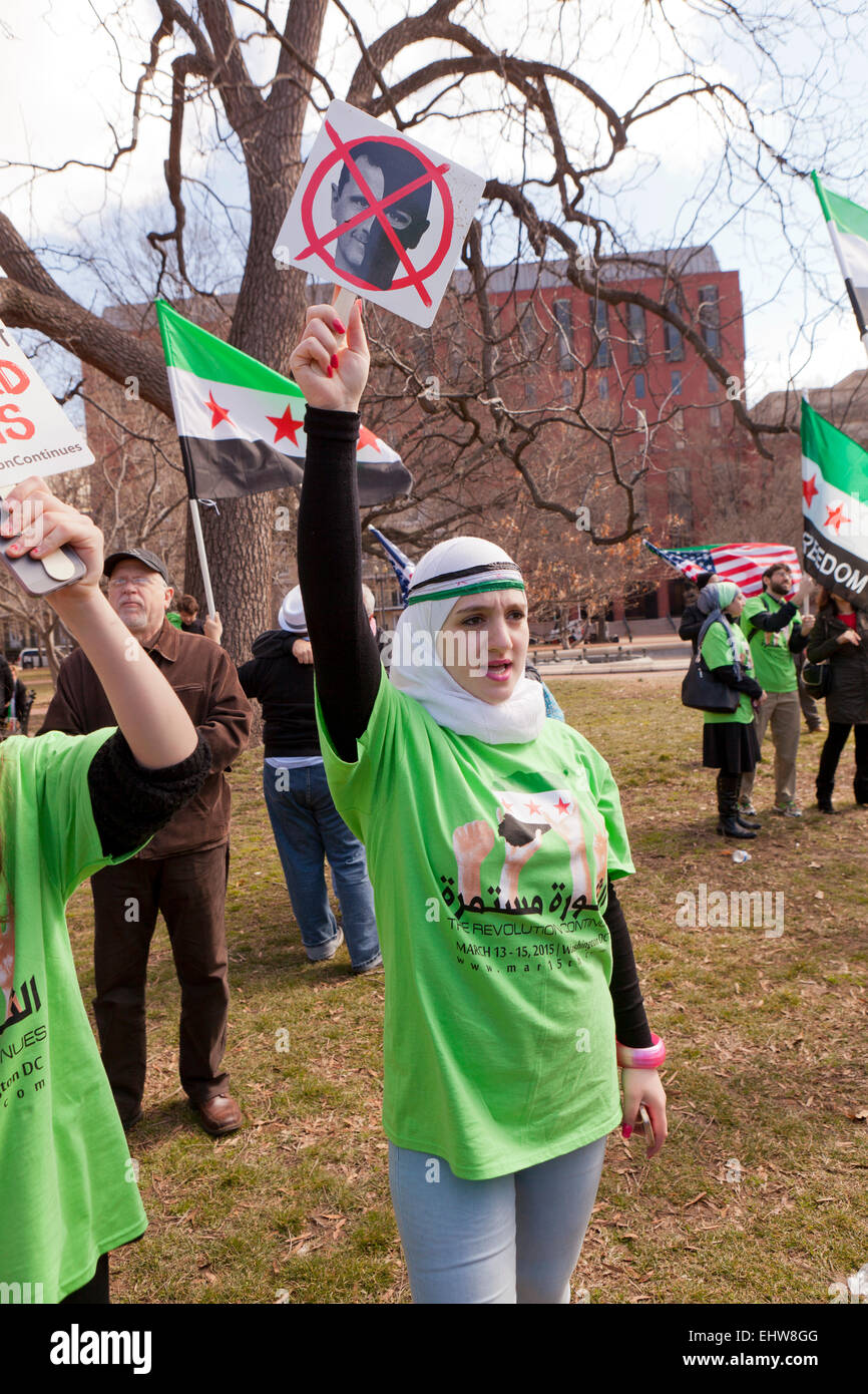 Marzo 15, 2015, Washington DC: Syrian-Americans rally per il sostegno degli Stati Uniti e di protesta contro Assad e ISIS - Washington DC, Stati Uniti d'America Foto Stock