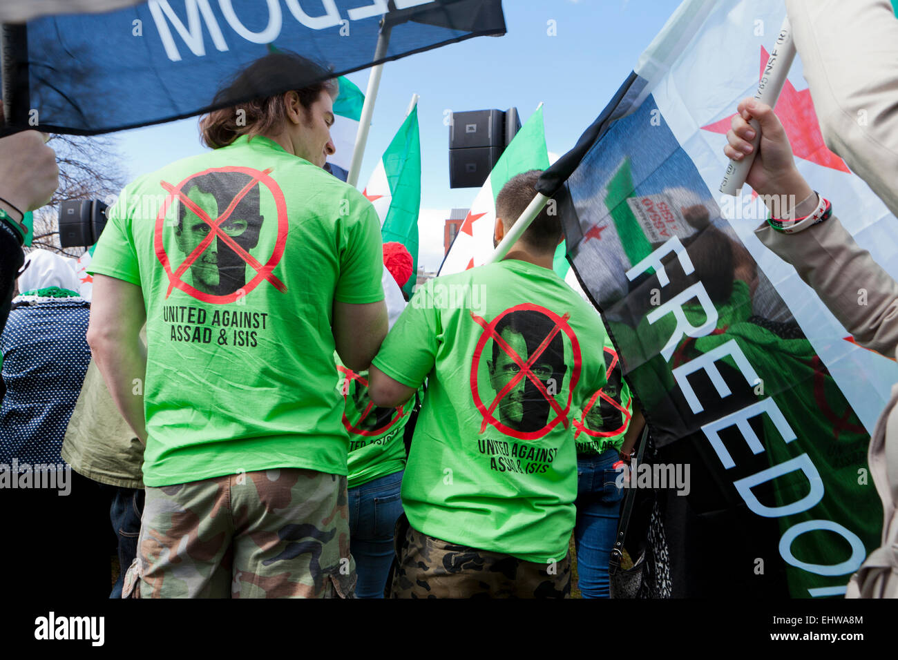 Marzo 15, 2015, Washington DC: Syrian-Americans rally per il sostegno degli Stati Uniti e di protesta contro Assad e ISIS - Washington DC, Stati Uniti d'America Foto Stock