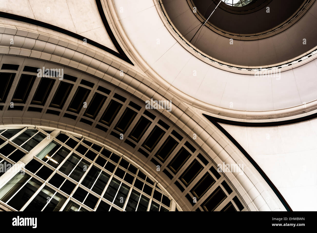 L'architettura all'interno Rowes Wharf, a Boston, Massachusetts. Foto Stock