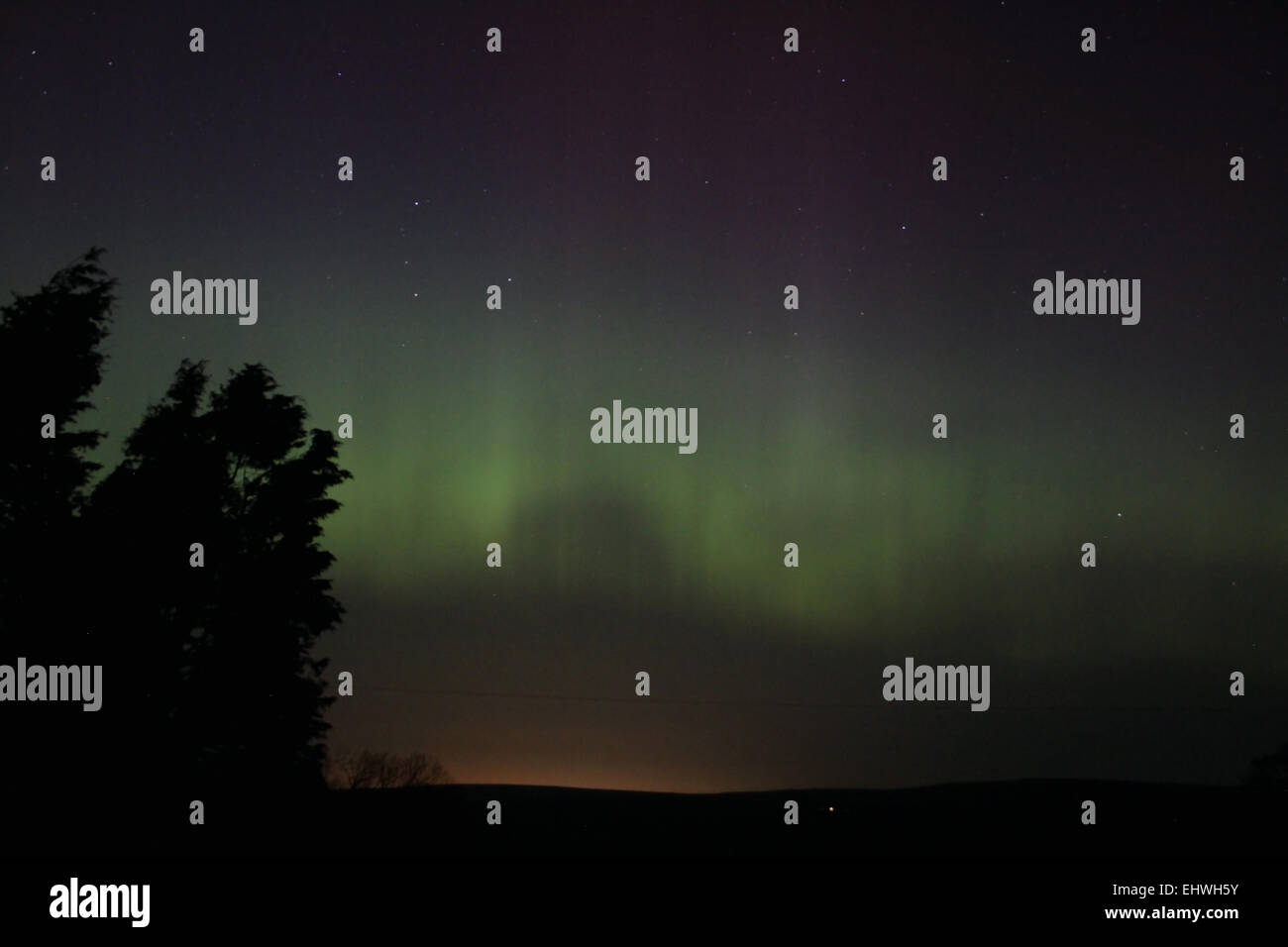 Aurora boreale , Northumberland Regno Unito Foto Stock