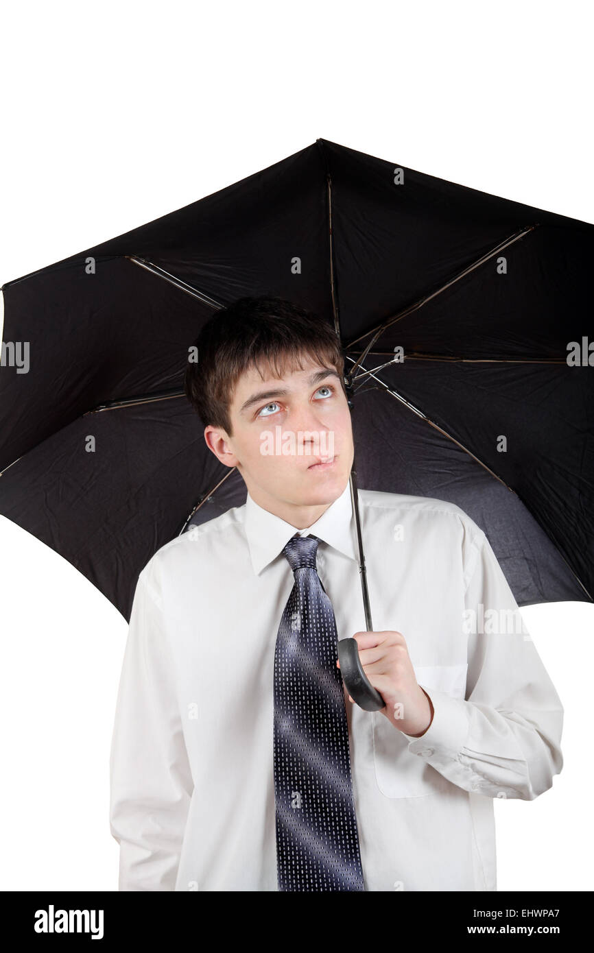 Adolescente con ombrellone Foto Stock