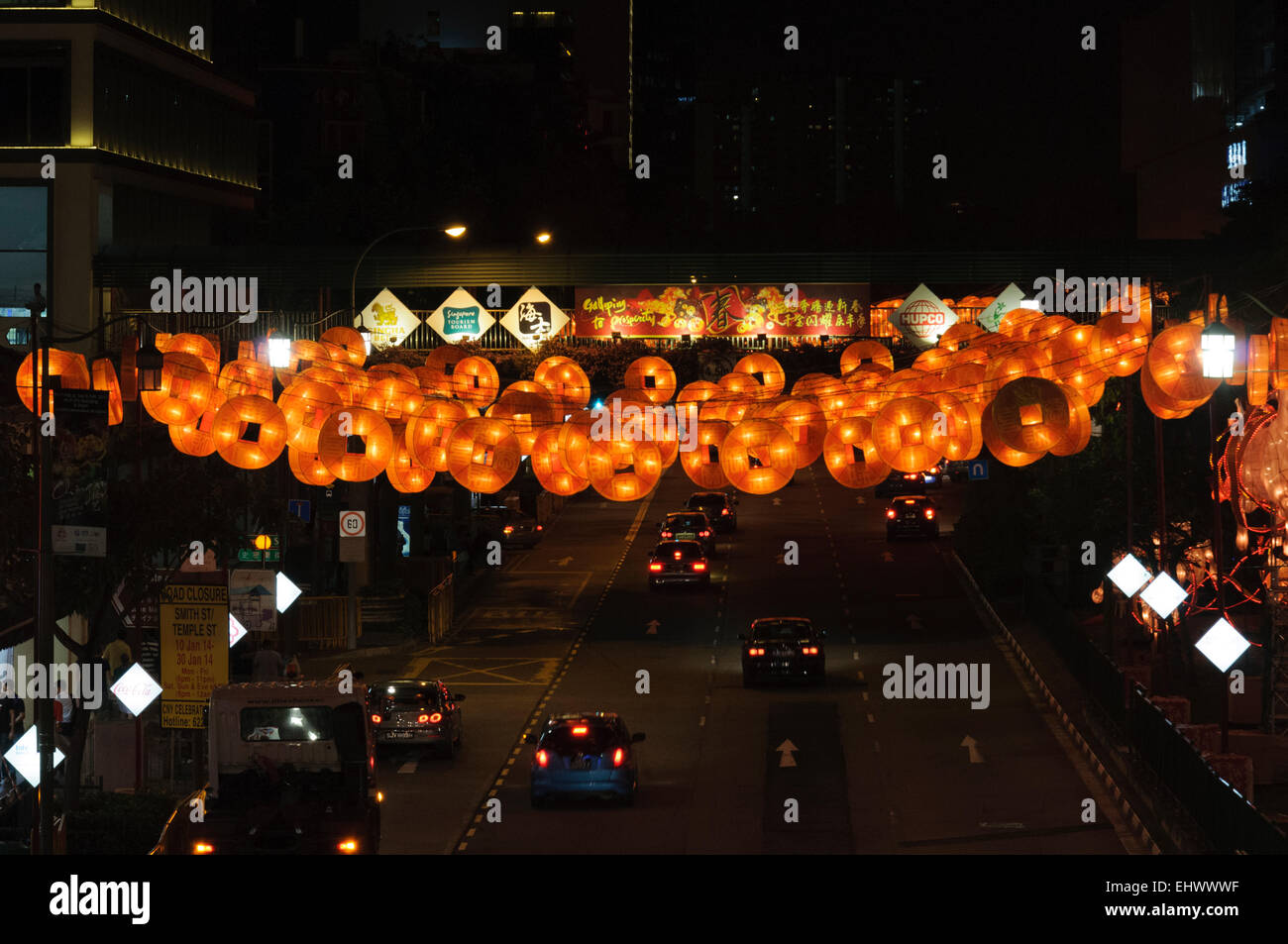 Singapore per il nuovo anno cinese decorazioni di strada Foto Stock
