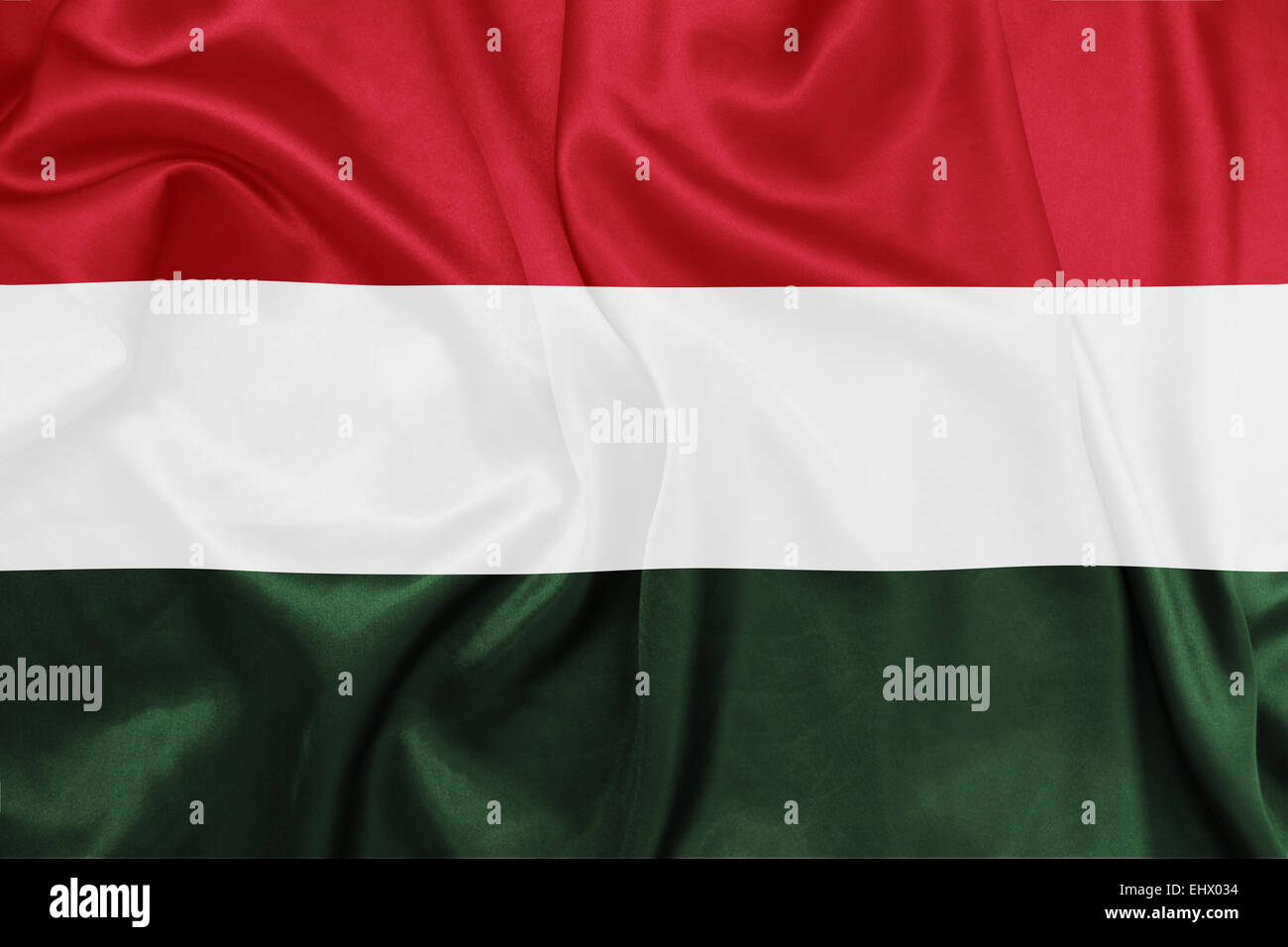 Ungheria - sventola bandiera nazionale sulla tessitura della seta Foto Stock