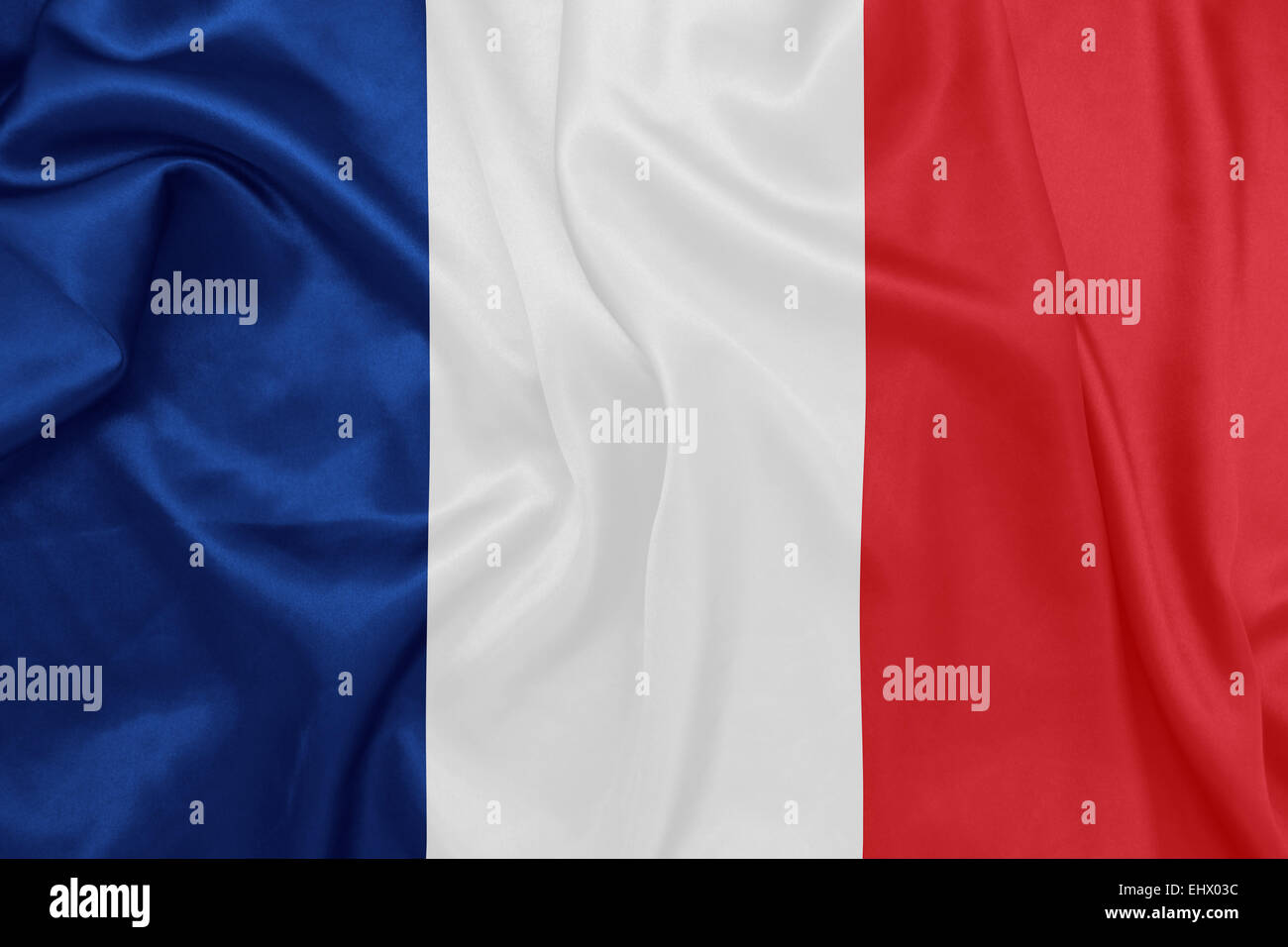 Francia - sventola bandiera nazionale sulla tessitura della seta Foto Stock