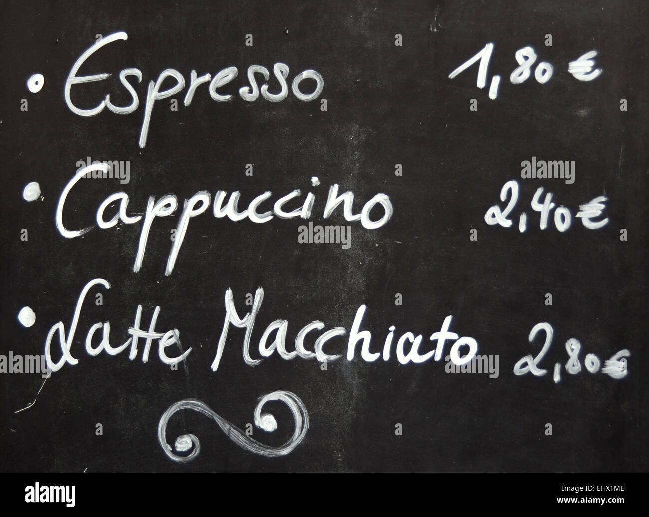 Unione Cafe Menu Foto Stock