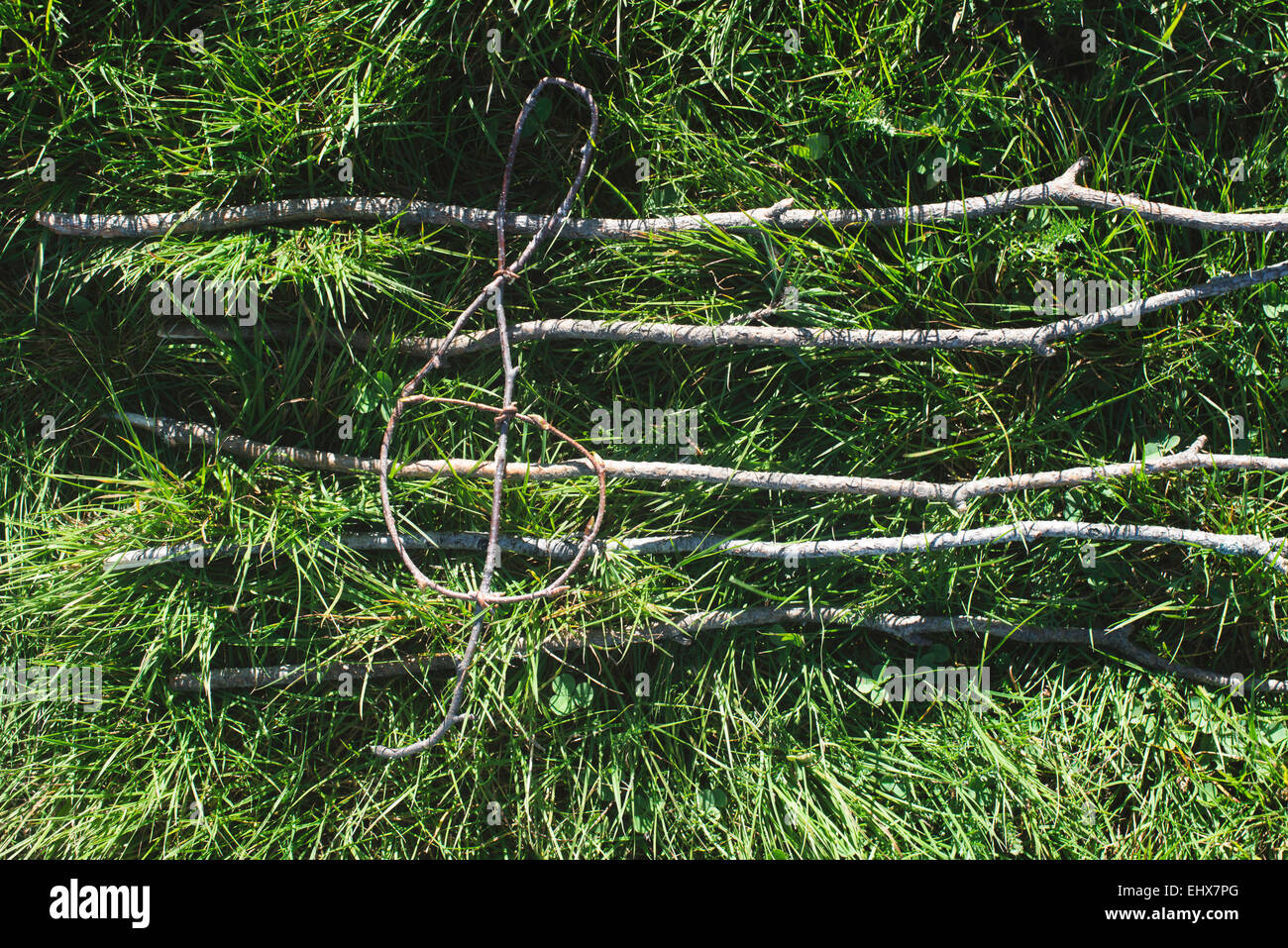 La Bulgaria, musicali in legno nota sull'erba Foto Stock