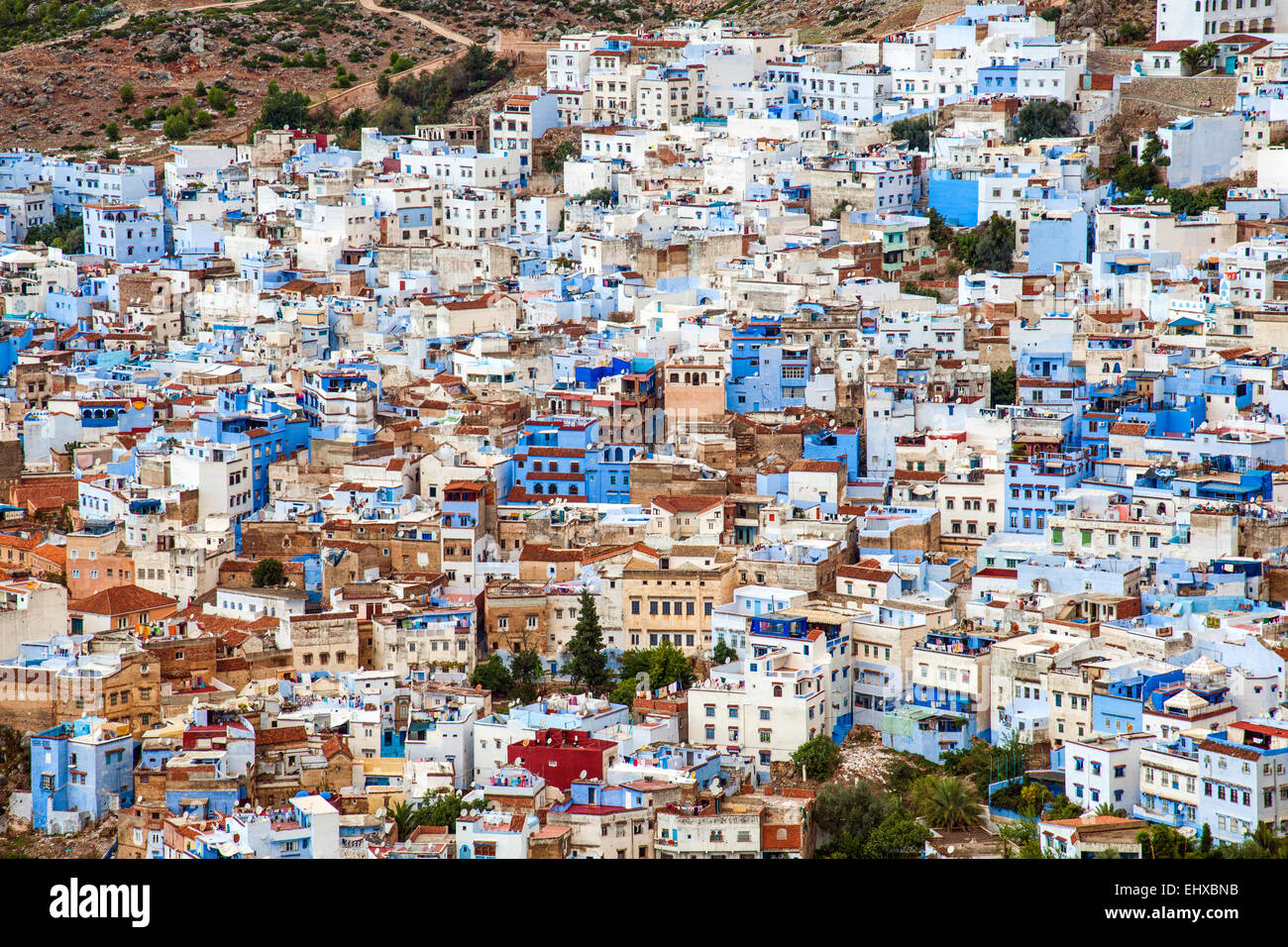 Blu-lavato città di Chefchaouen, Marocco Foto Stock