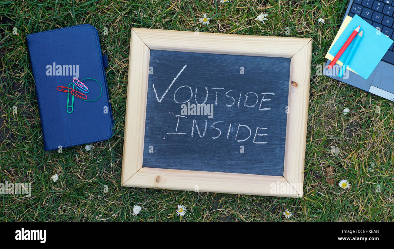 Lavorare all'interno o all'esterno in un parco Foto Stock