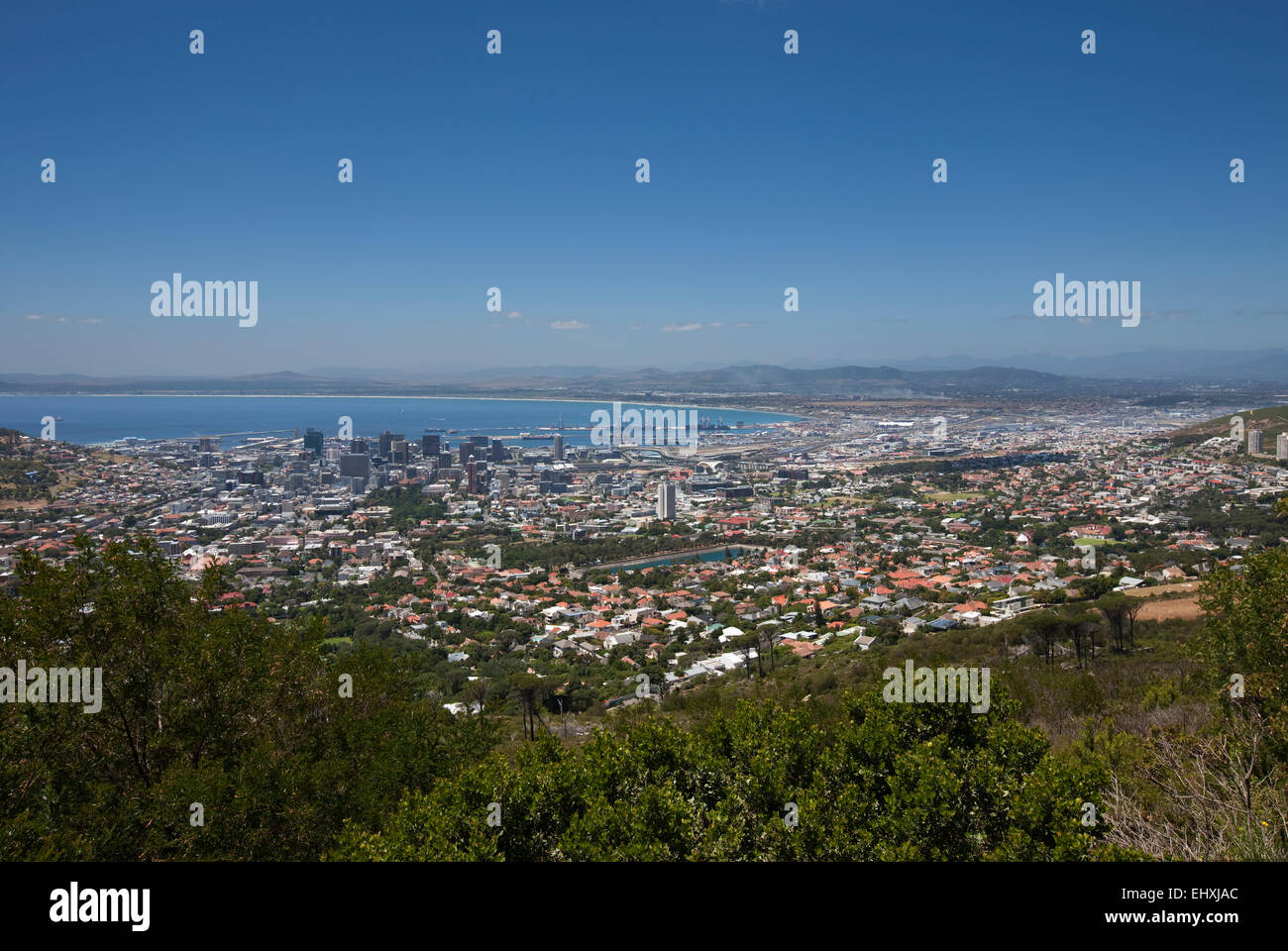Vista aerea del paesaggio urbano, Cape Town, Provincia del Capo Occidentale, Sud Africa Foto Stock