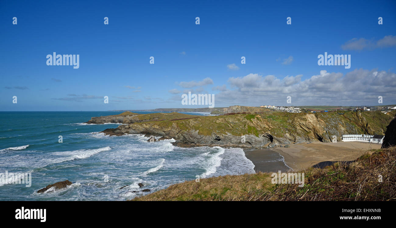 Lusty Glaze Beach, vicino a Newquay, Cornwall, Regno Unito Foto Stock