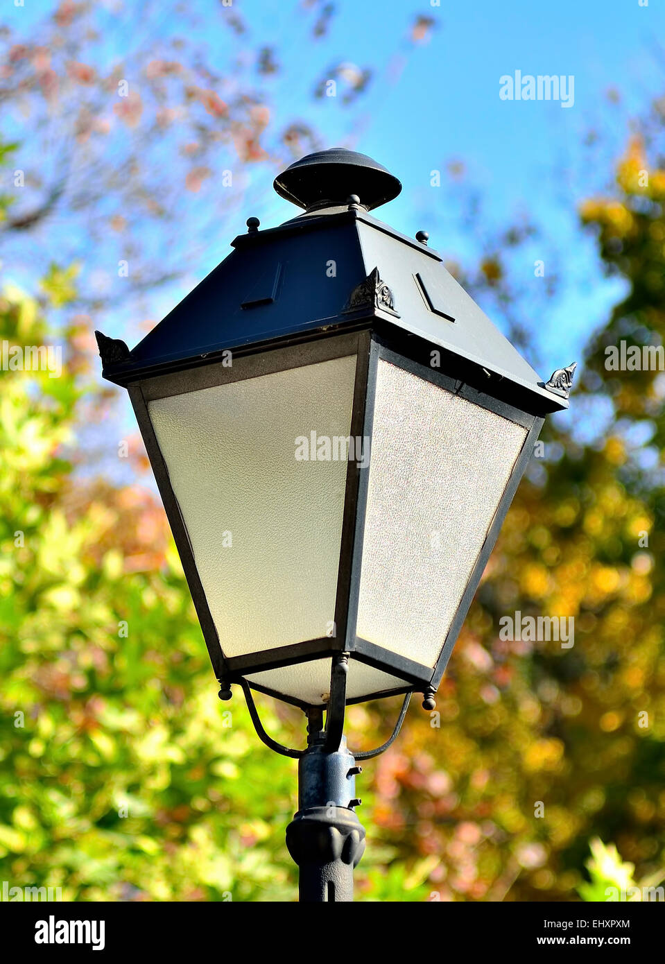 La vecchia strada lampada su un sfondo natura Foto Stock
