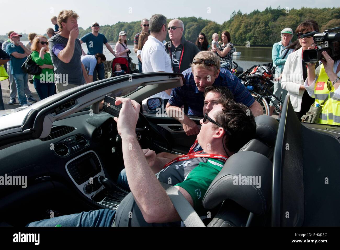 Cannonball 2014, un incontro annuale di 'supercar' appassionati con: Enda Kenny dove: Ballina, Irlanda quando: 13 Set 2014 Foto Stock