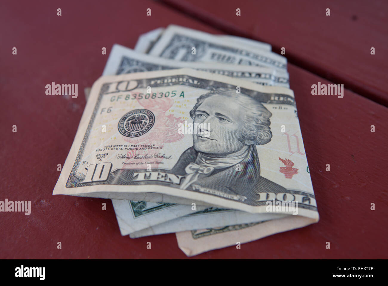 Dollari americani, dieci dollari, un dollaro, presidente americano, denaro Foto Stock