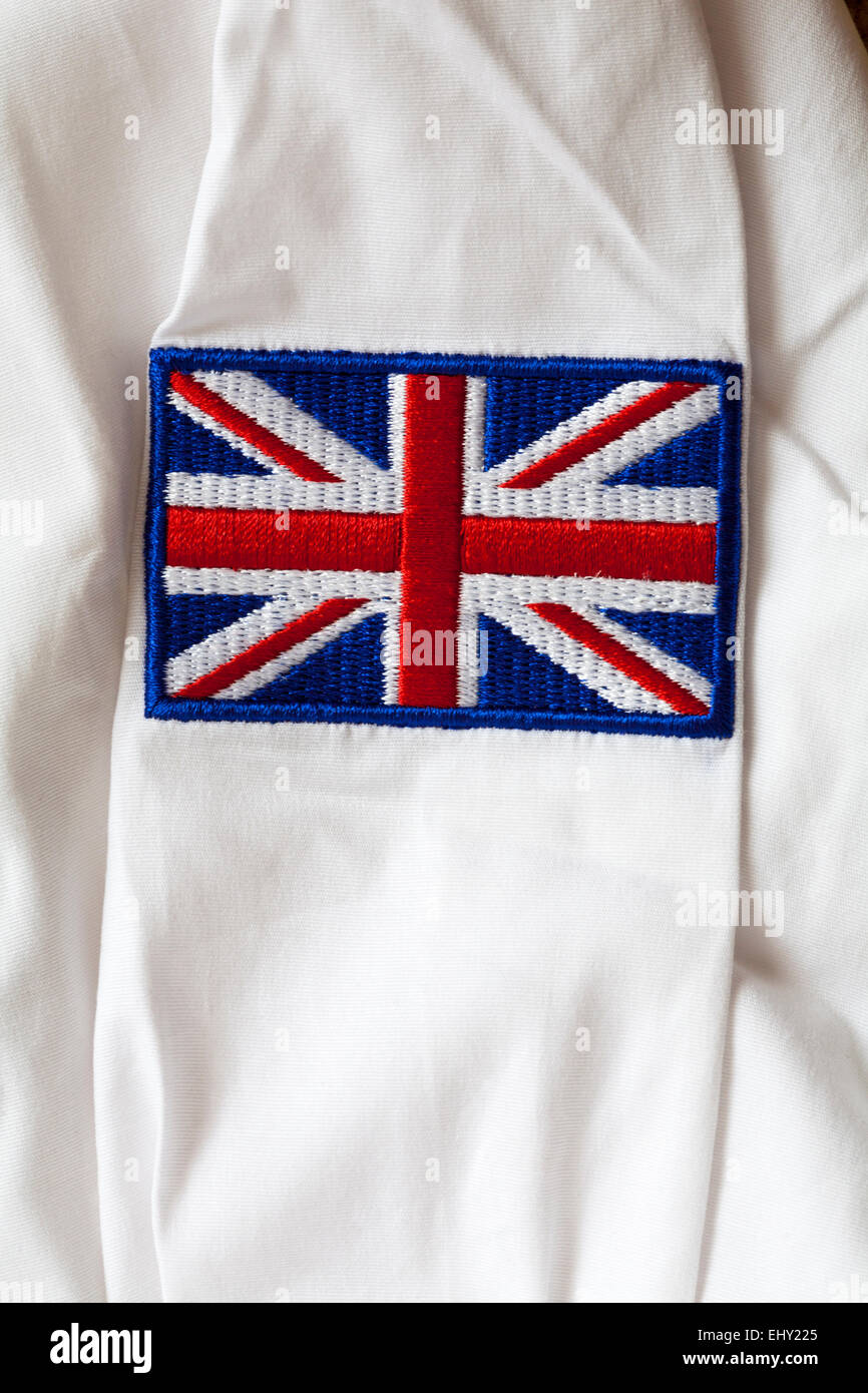 Team GB London 2012 shirt con Union Jack sul manicotto dotato di atleti olimpionici per il London 2012 giochi olimpici Foto Stock