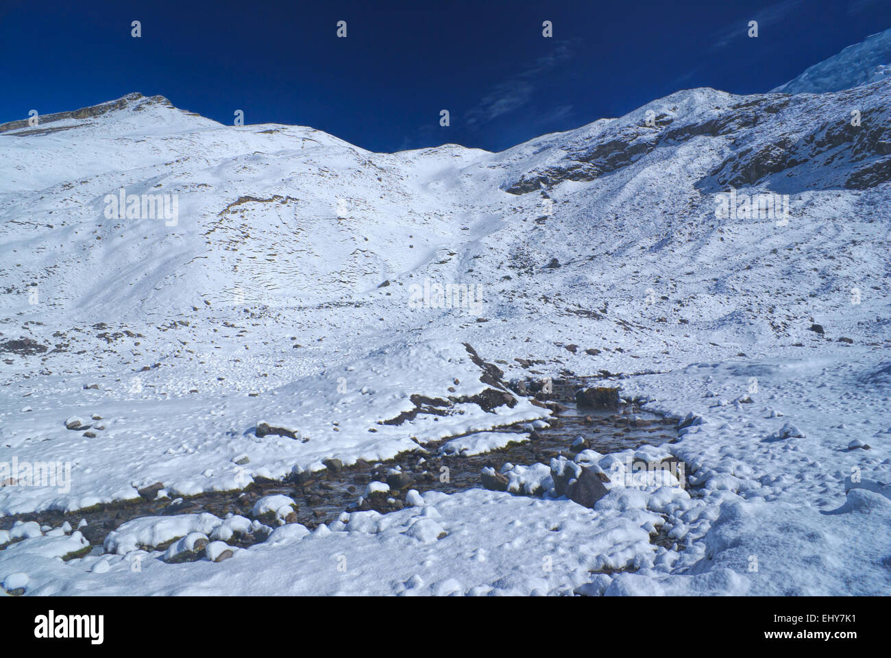 Una vista pittoresca del Ausangate in alta quota di south american Ande del Perù Foto Stock