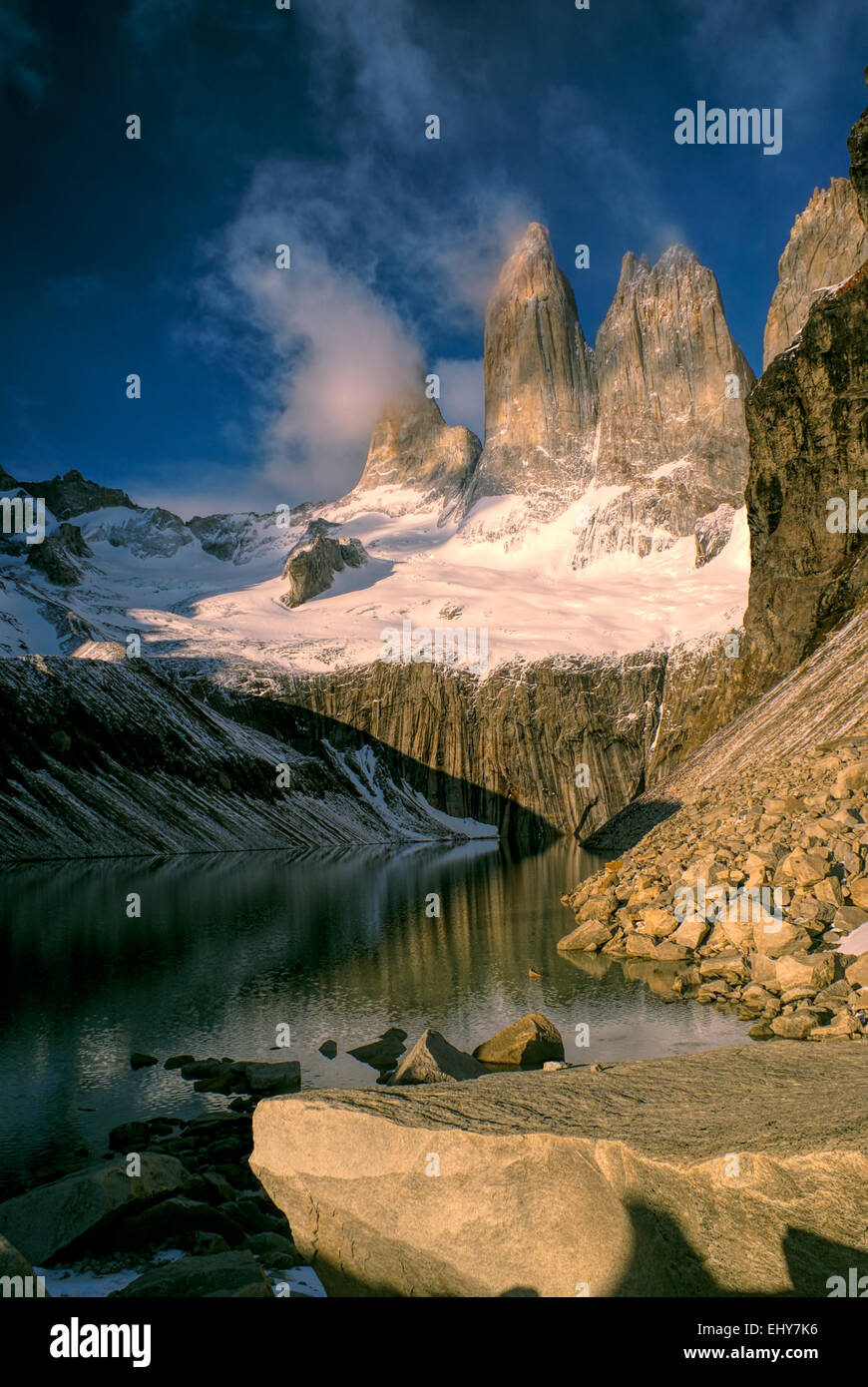 Vista pittoresca di Torres del Paine in sud americana Andes Foto Stock