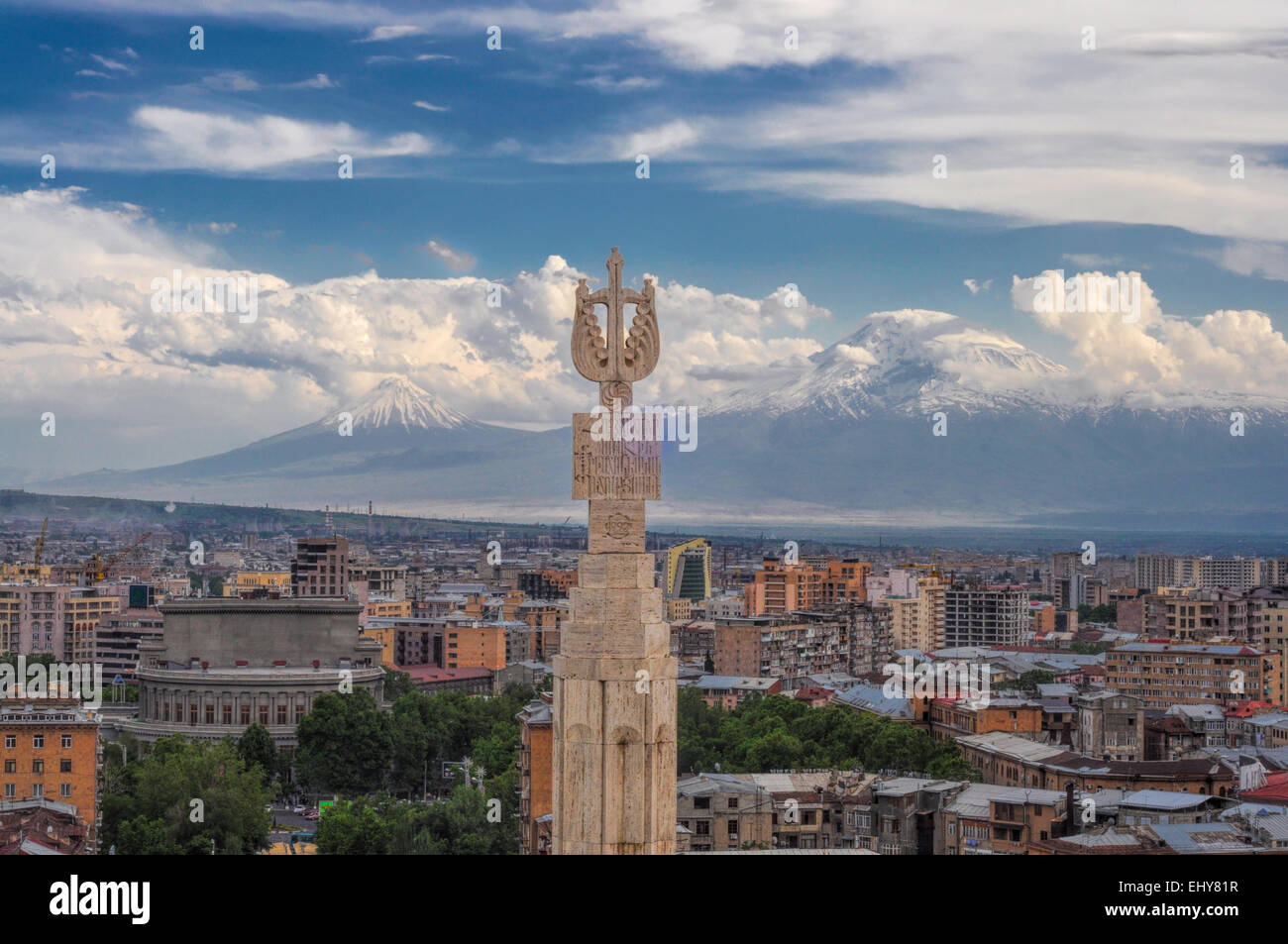 Yerevan cityscape, la città capitale di Armenia Foto Stock