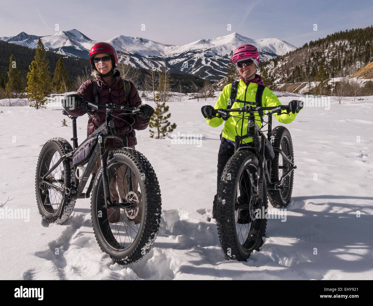 Le donne di piloti e moto grasso, Breckenridge, Colorado. Foto Stock