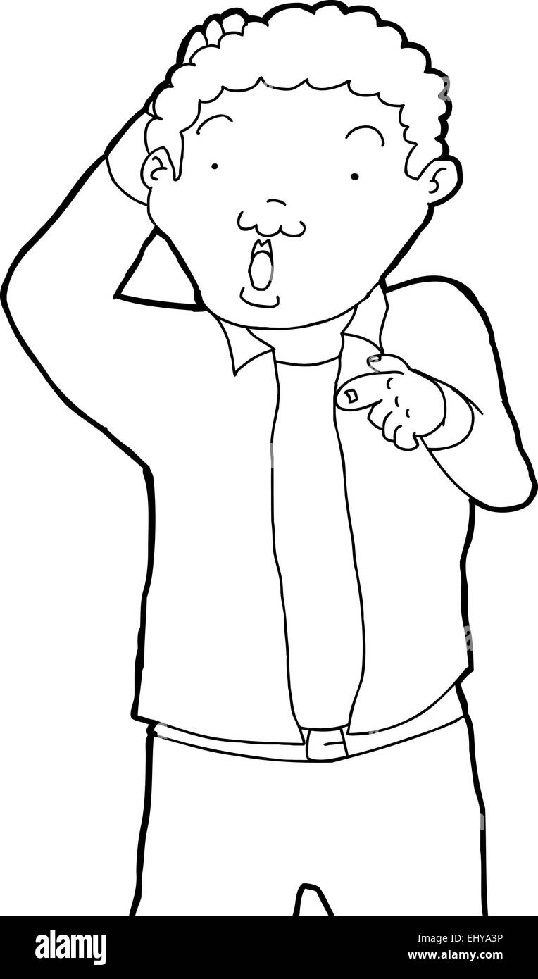 Profilo di stupito uomo graffiare la sua testa Foto Stock