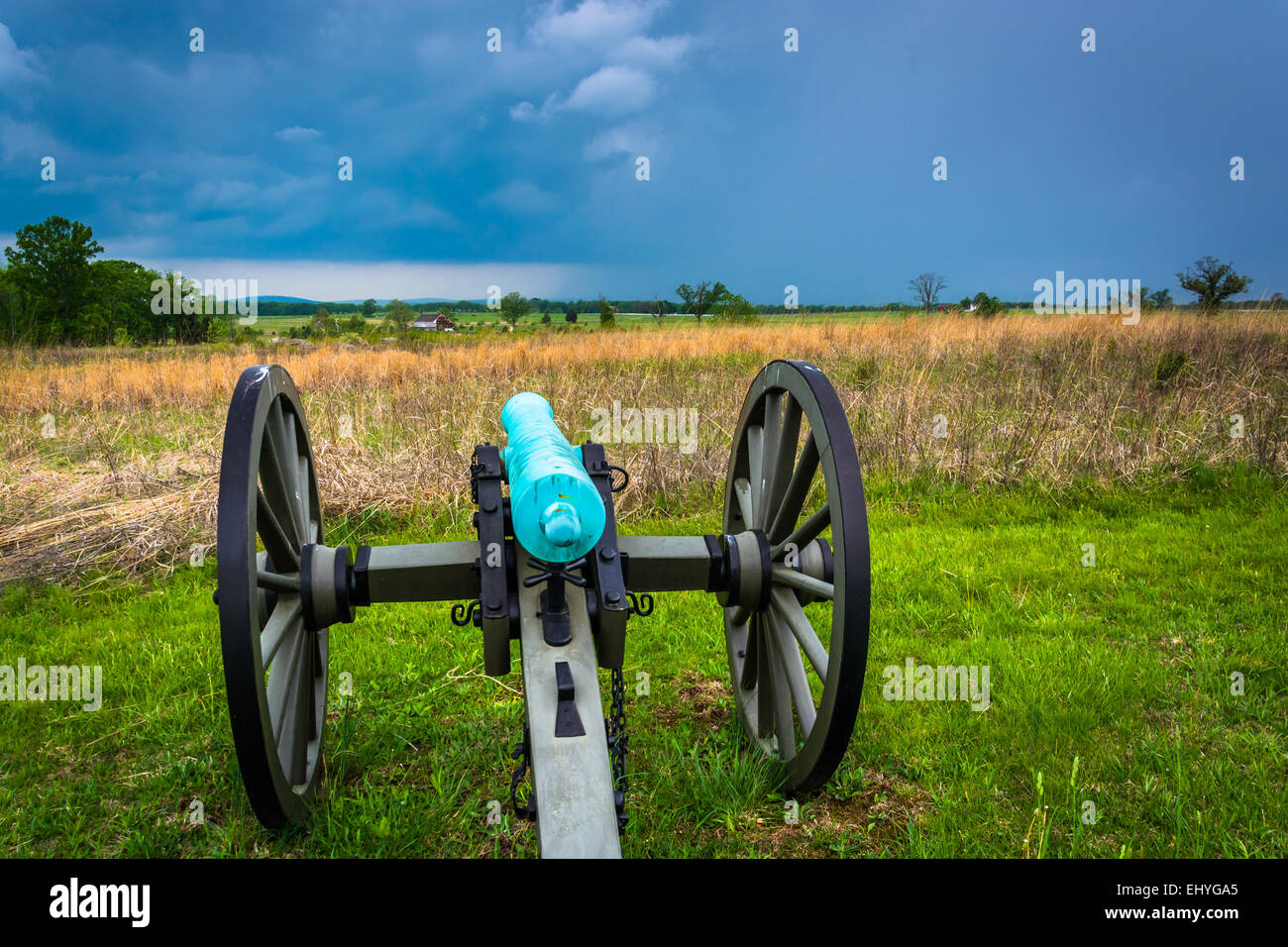 Il cannone in un campo di Gettysburg, Pennsylvania. Foto Stock