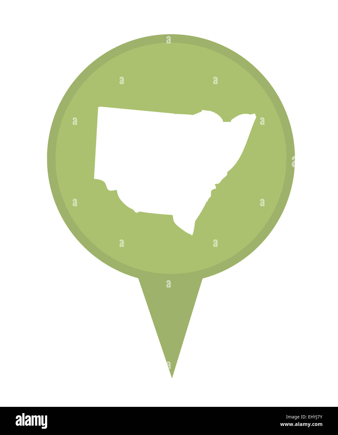 Australia Nuovo Galles del Sud stato marcatore mappa pin isolato su uno sfondo bianco. Foto Stock