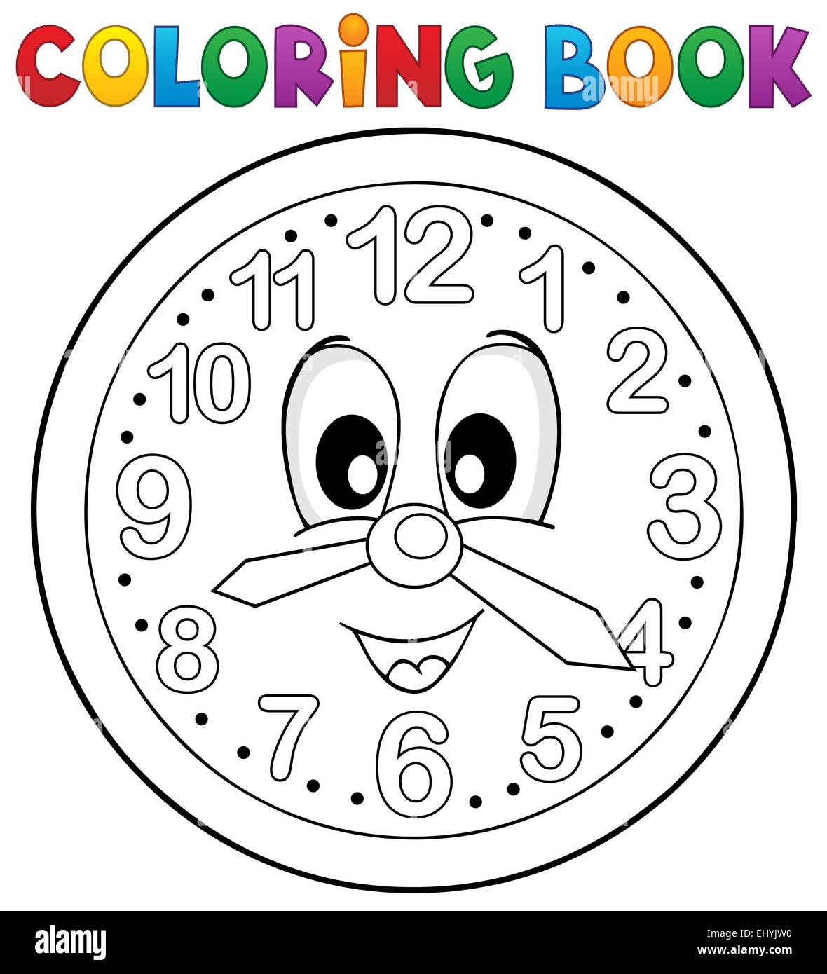 Libro da colorare tema orologio 2 - foto illustrazione Foto stock - Alamy