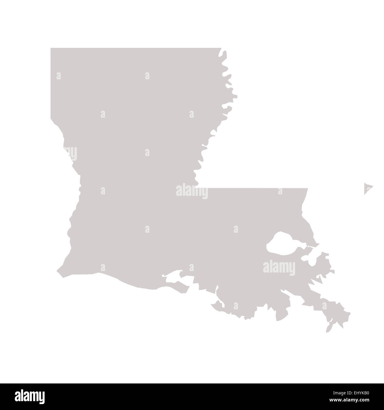 La Louisiana State mappa isolato su uno sfondo bianco, STATI UNITI D'AMERICA. Foto Stock