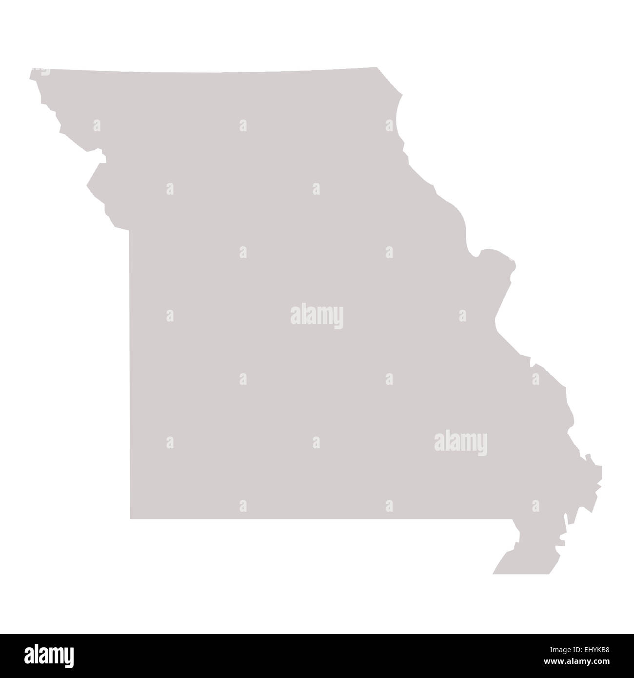 Missouri State mappa isolato su uno sfondo bianco, STATI UNITI D'AMERICA. Foto Stock