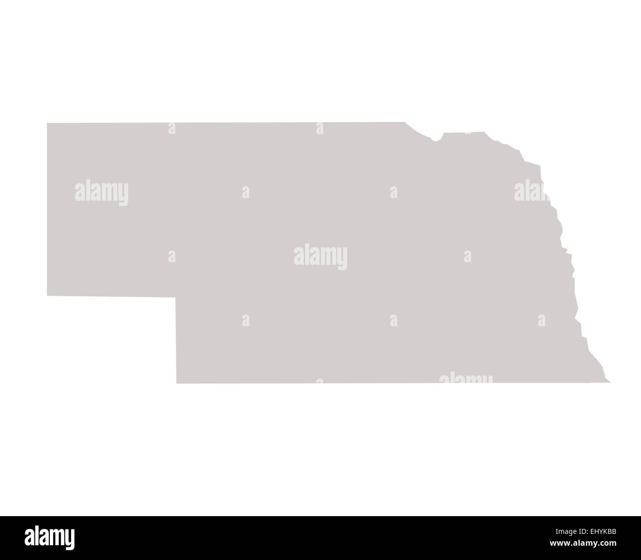 Il Nebraska mappa di stato isolato su uno sfondo bianco, STATI UNITI D'AMERICA. Foto Stock