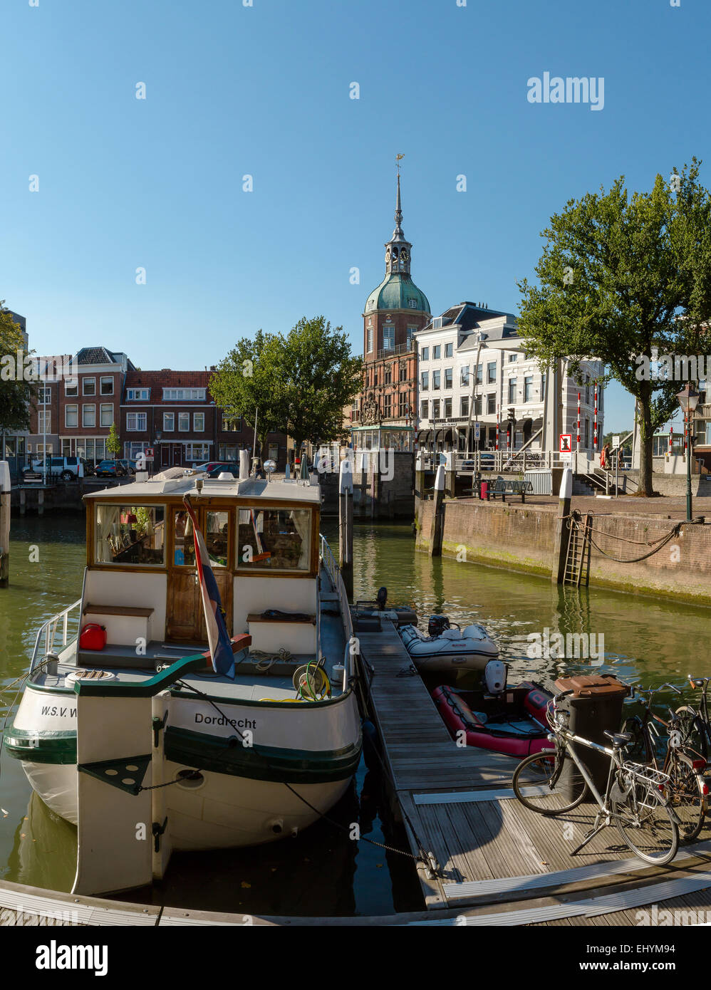 Paesi Bassi, Olanda, Europa, Dordrecht, il vino Porto, città, villaggio, acqua, estate, navi, barca, porto, Foto Stock