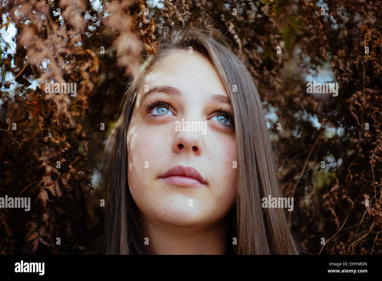 Ritratto di una ragazza adolescente all'aperto Foto Stock