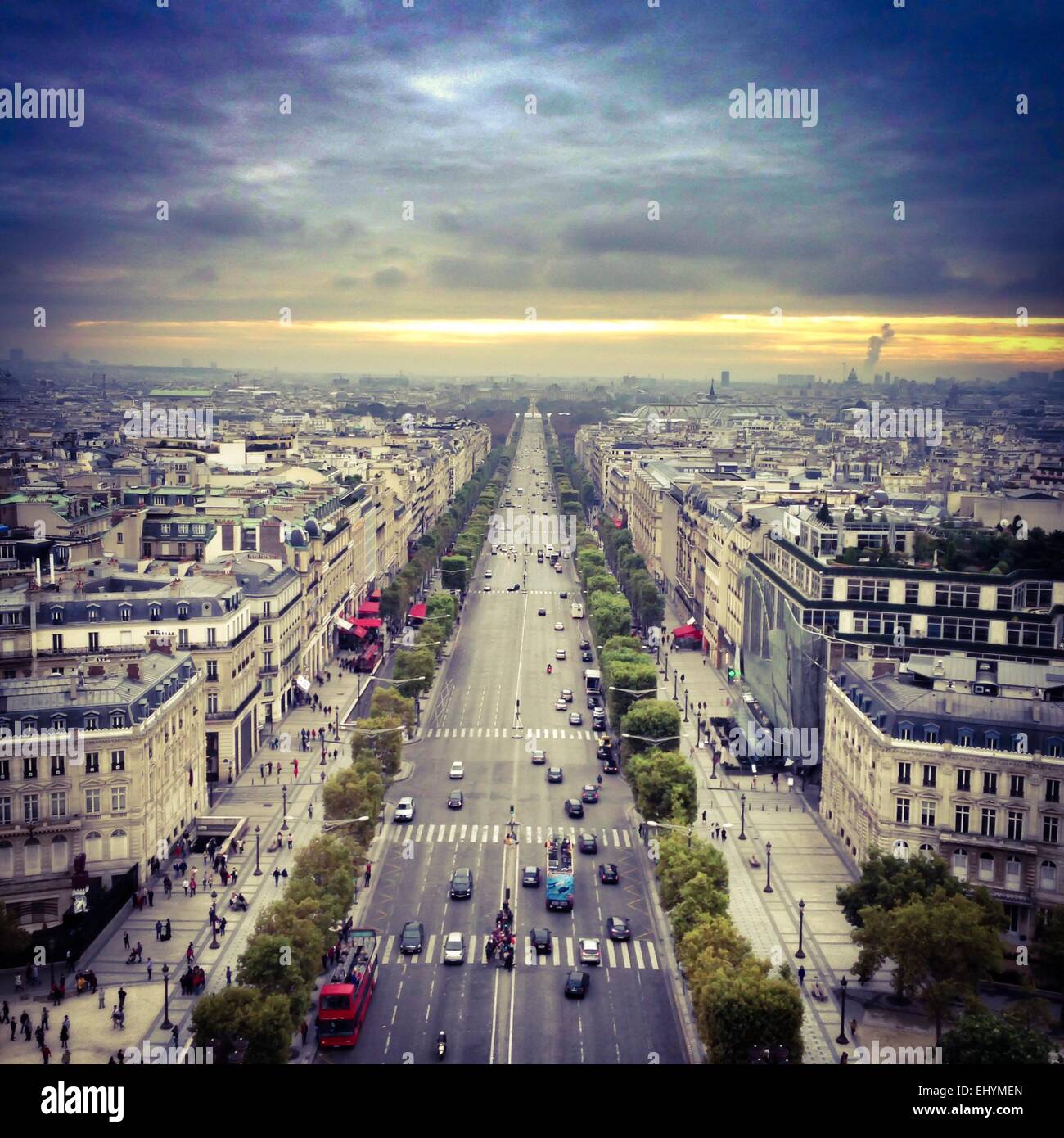 Vista aerea del Champs Elysees, Parigi, Francia Foto Stock