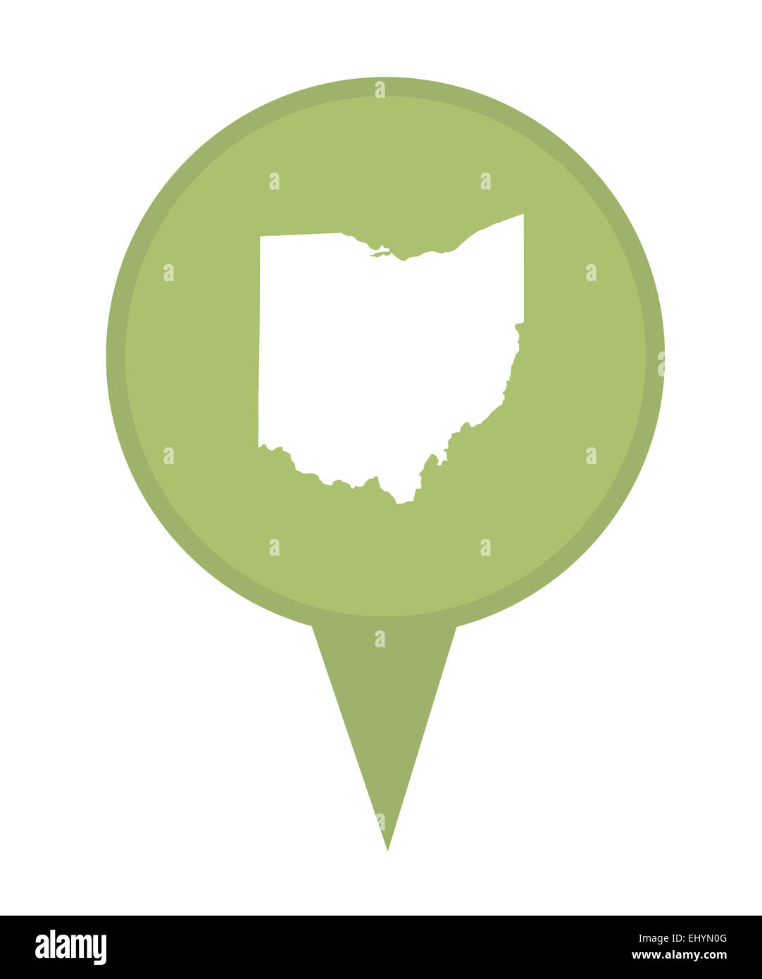Stato americano di Ohio pin isolato su uno sfondo bianco. Foto Stock