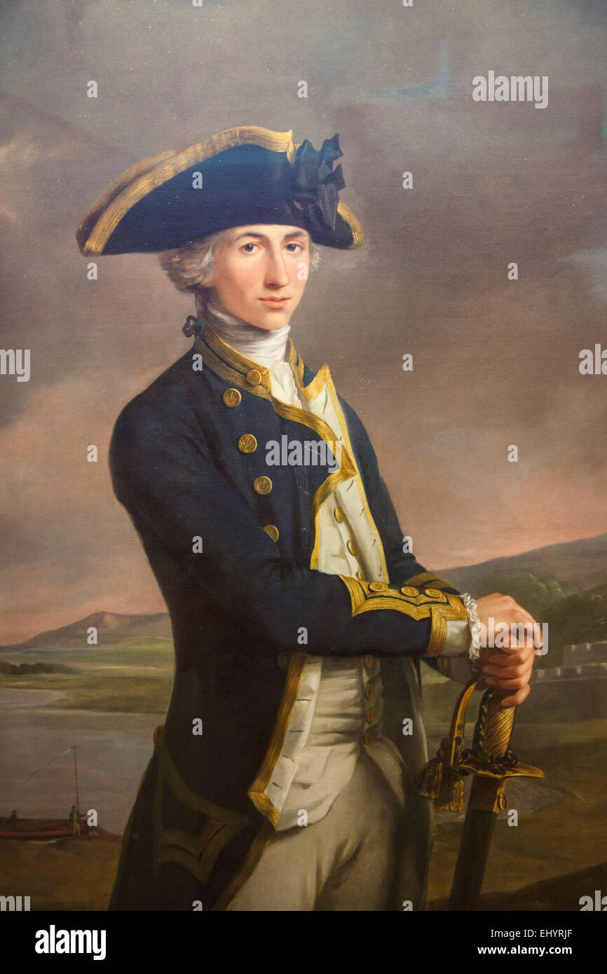 Inghilterra, Londra Greenwich, Museo Marittimo Nazionale, Pittura intitolato 'Capitano Horatio Nelson" da John Francis Rigaud Il duomo Foto Stock