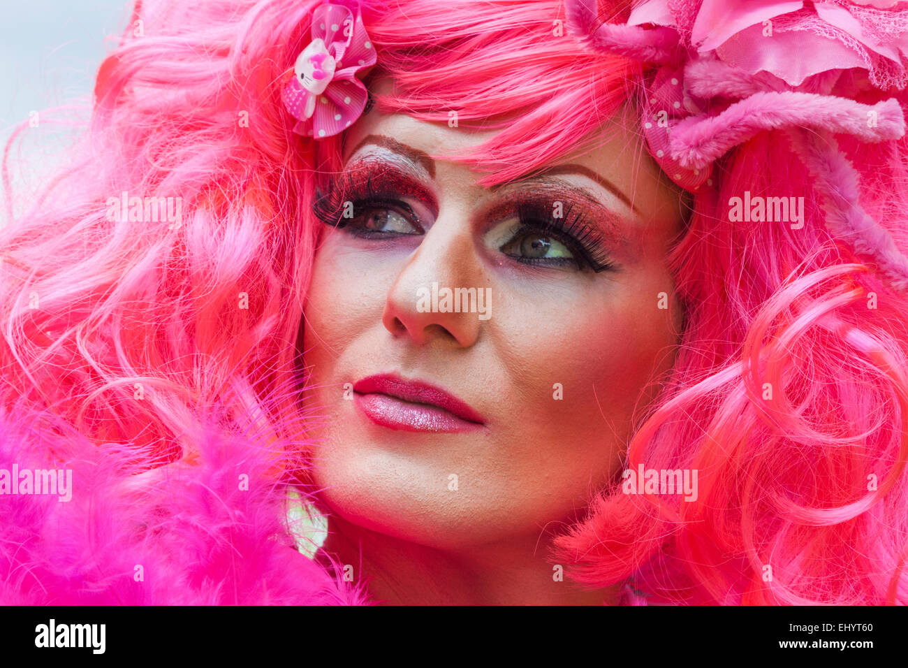 Inghilterra, Londra, annuale Gay Pride Parade, partecipante Foto Stock