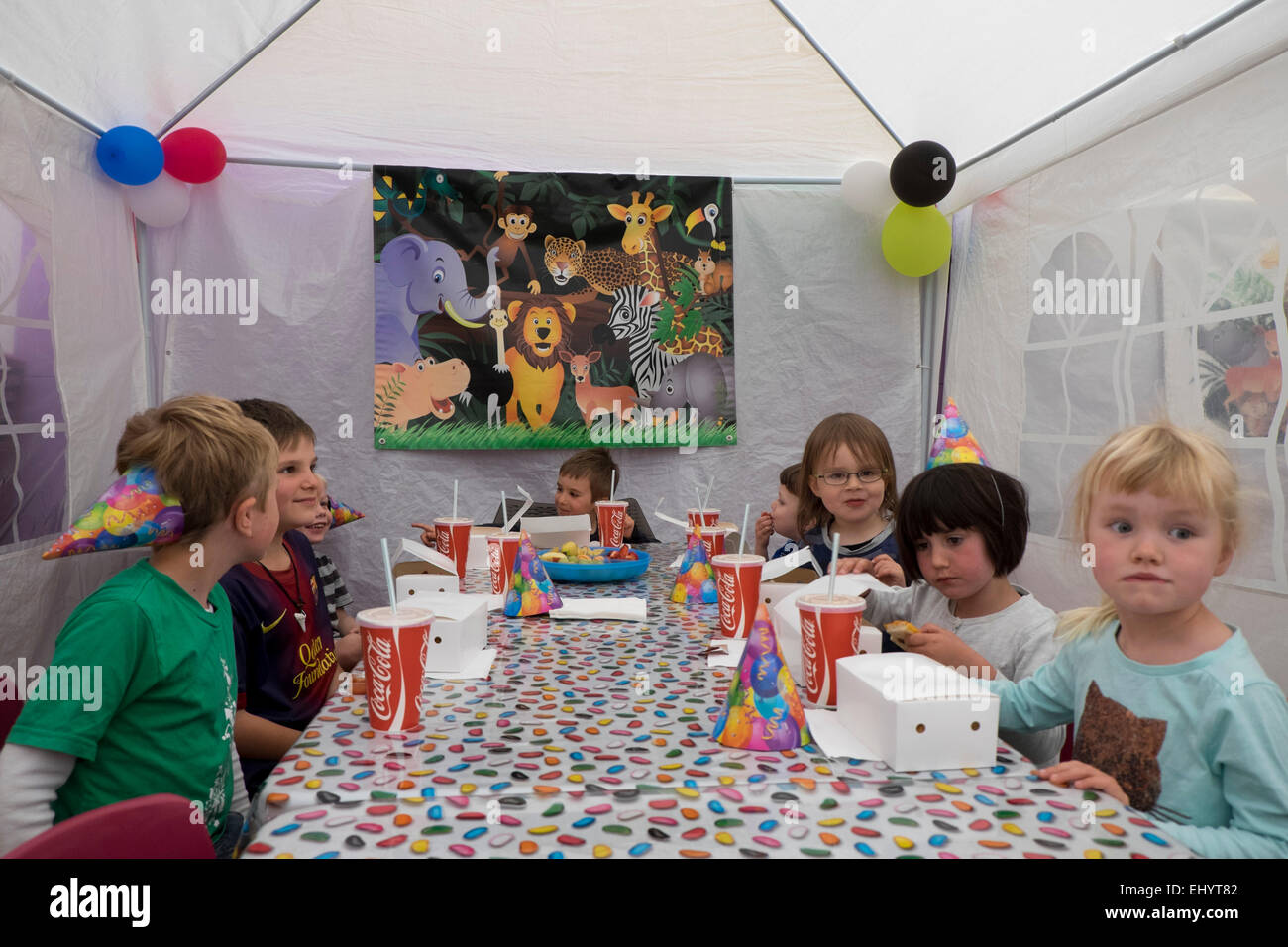 Festa di compleanno di bambini Foto Stock