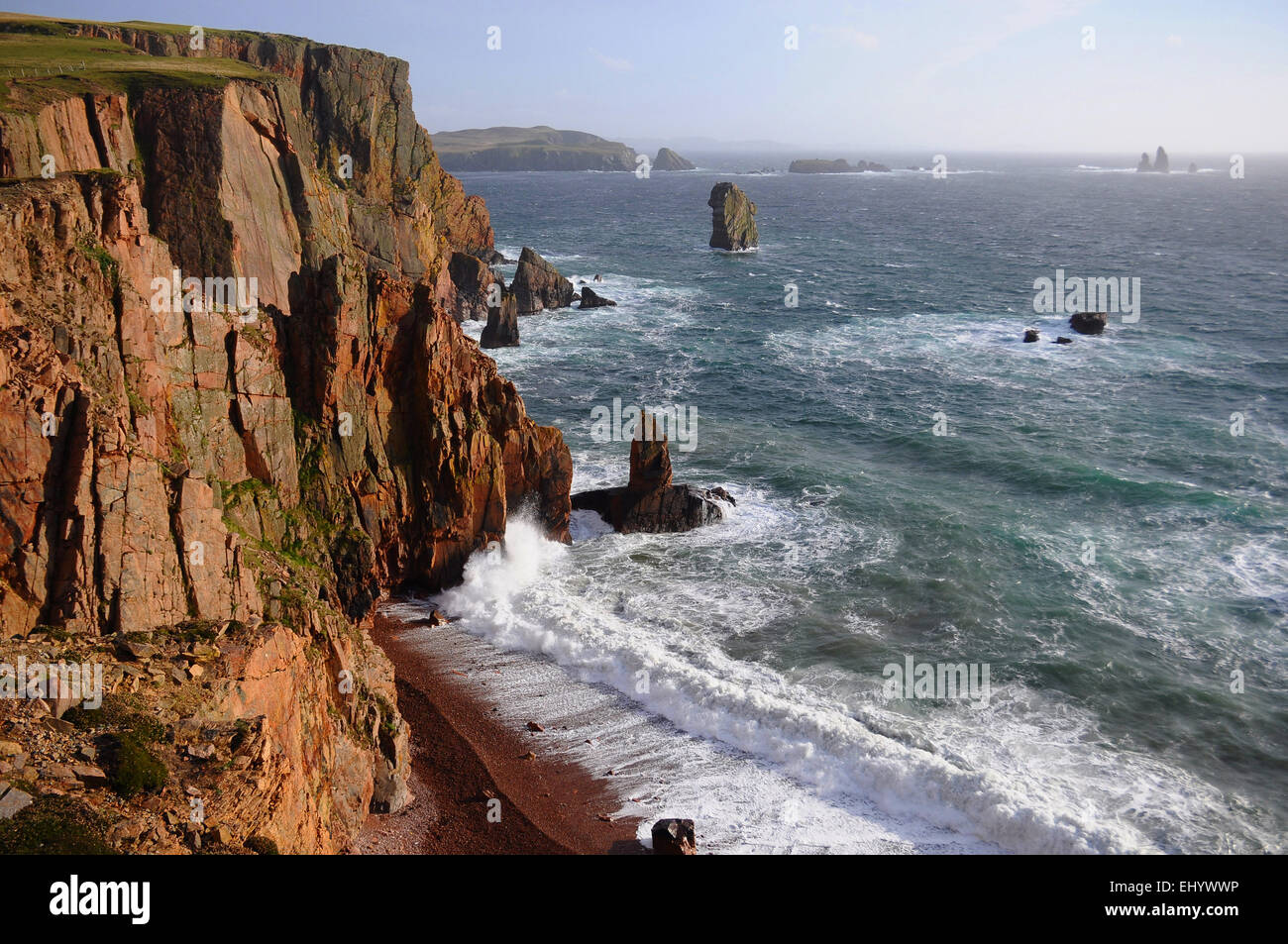 La Scozia, isole Shetland, braewick, continentale, west coast, Atlantico, rocce, mare, Gran Bretagna, Europa Foto Stock