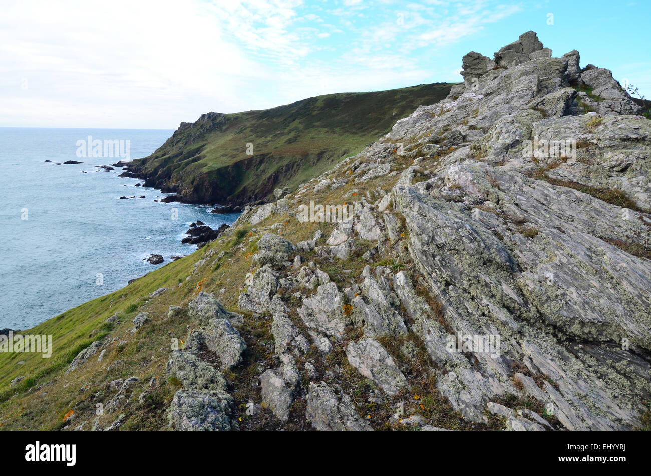 Inghilterra, Devon, il punto di inizio, rocce, scogliere, suono sabbia, salcombe, rocce, mare, Gran Bretagna, Europa costa Foto Stock