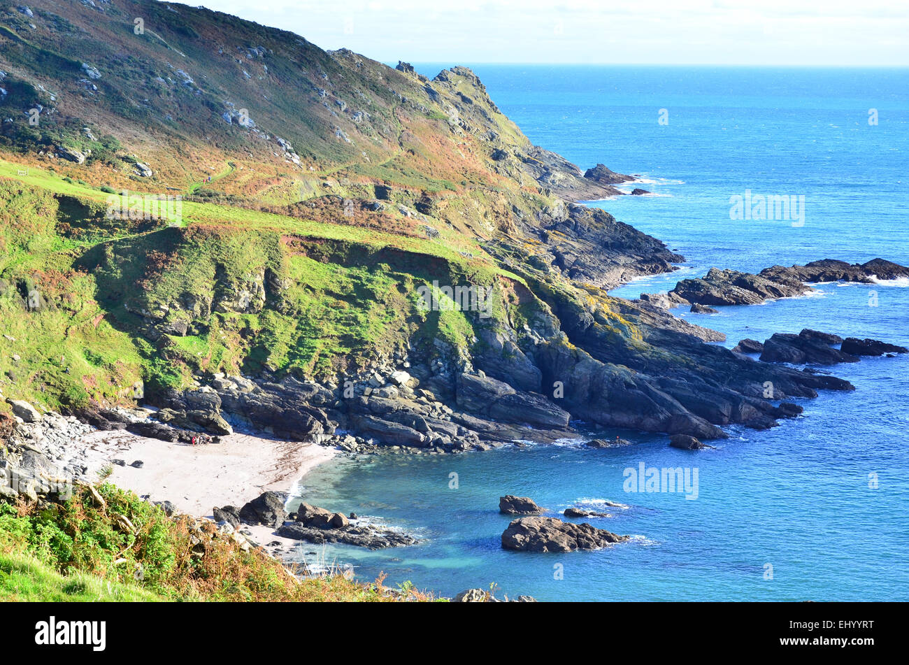 Inghilterra, Devon, prawle point, rocce, scogliere, salcombe, rocce, mare, Gran Bretagna, Europa, costa, sabbia, spiaggia, mare, sabbia bea Foto Stock