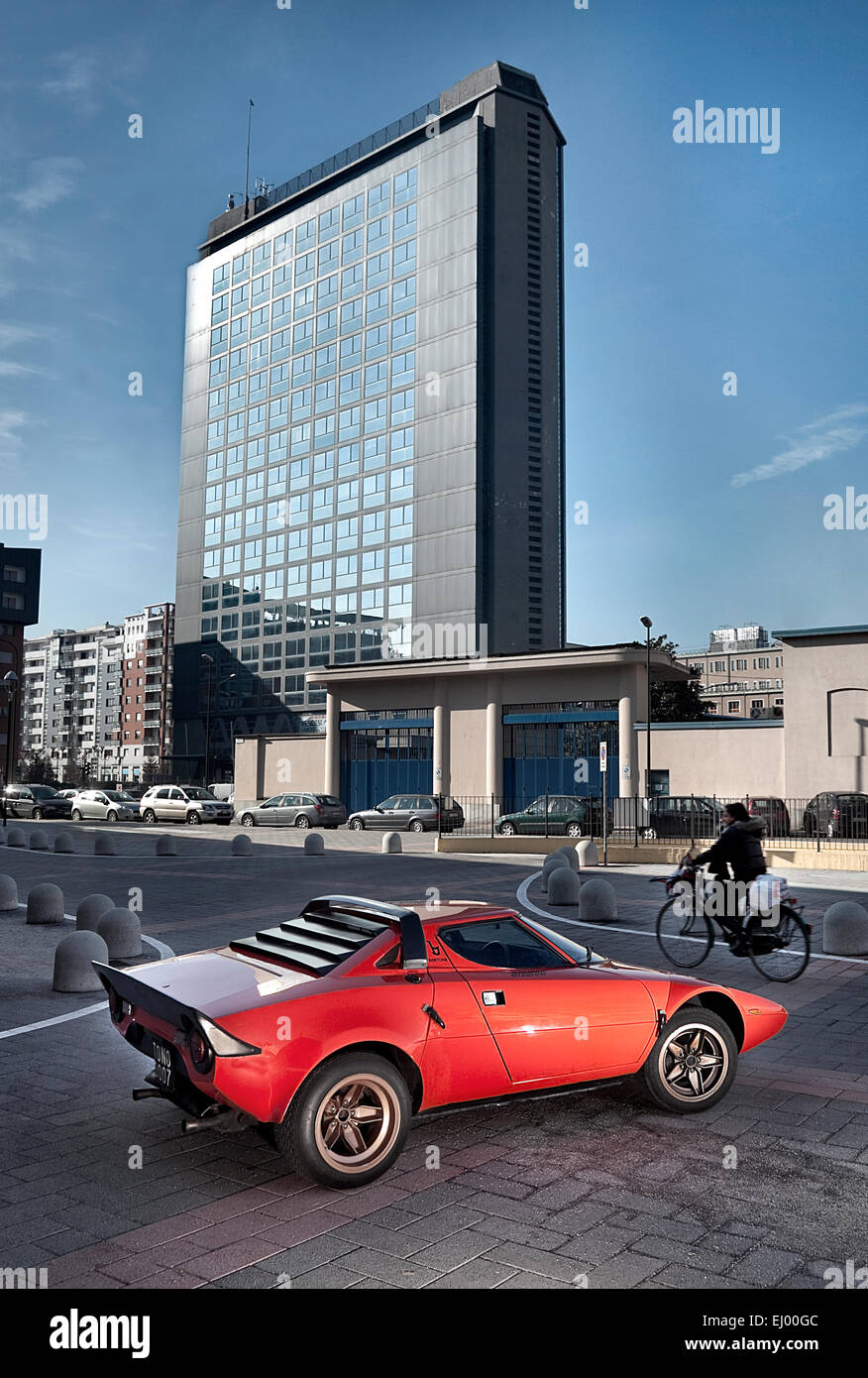 1975 Lancia Stratos Gruppo 4 prototipo. Fotografato vicino al vecchio stabilimento Lancia e HQ in Torino Italia Foto Stock