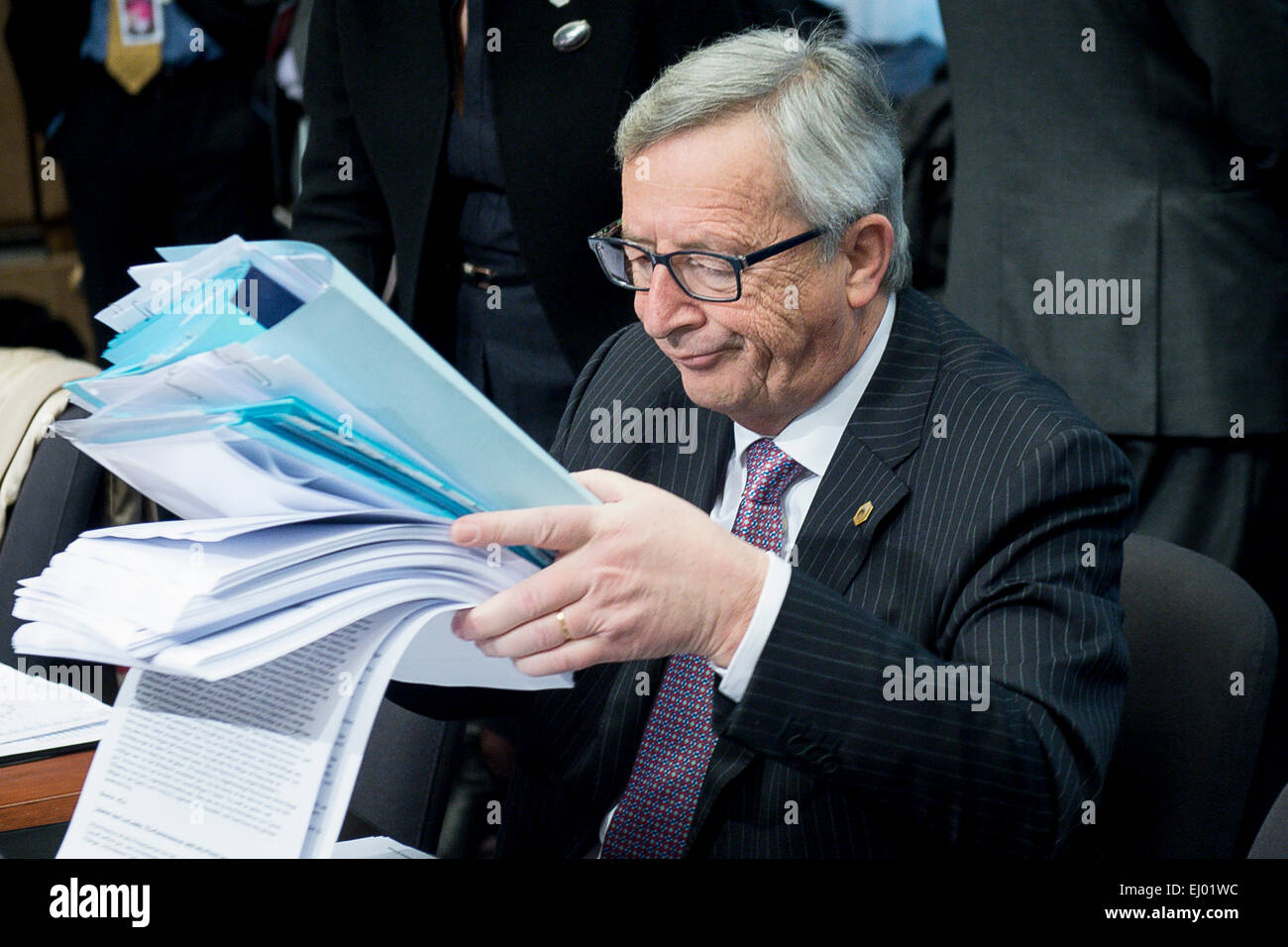 Bruxelles, BXL, Belgio. Xix Mar, 2015. Jean Claude Juncker , il presidente della Commissione europea all'inizio di un vertice sociale tripartito in vista del vertice Ue di Bruxelles in Belgio il 19.03.2015. Credito: ZUMA Press, Inc./Alamy Live News Foto Stock