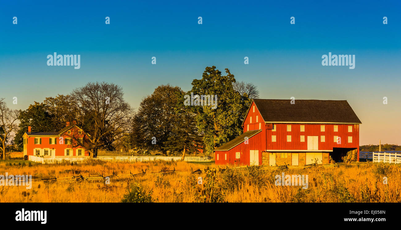 Granaio rosso e casa di Gettysburg, Pennsylvania. Foto Stock