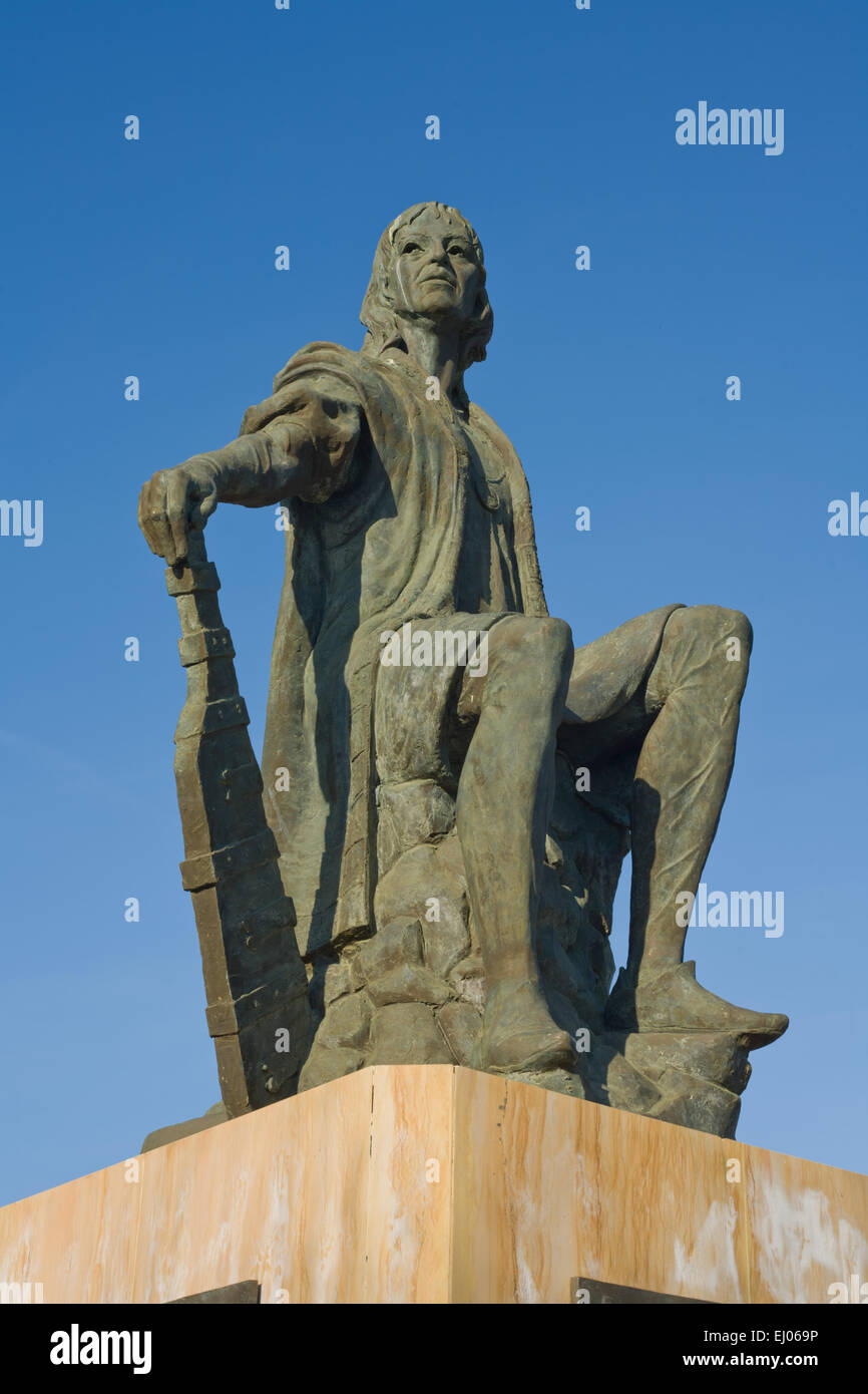 Christopher Columbus statua presso La Rabida Monastero, Huelva, Spagna Foto Stock