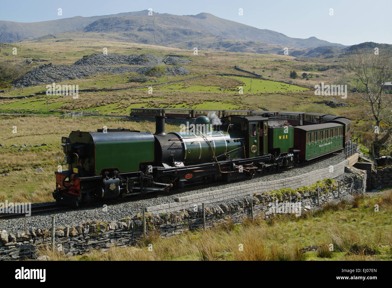 Welsh Highland Railway, vapore; ferrovia Snowdon, Rhyd Ddu, North West Wales Foto Stock